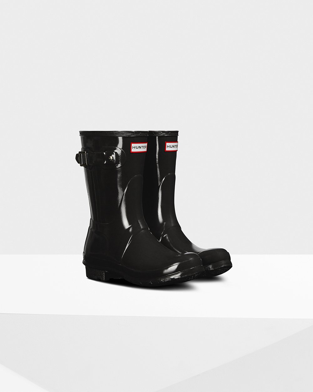 Womens Hunter Original Gloss - Short Rain Boots Black - 4372-MFGOZ